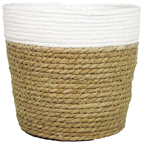 innaGLAS INNA-Glas Corbeille Cache-Pot Dominga, Blanc-Beige, 13 cm, Ø 16 cm - Pot de Fleurs