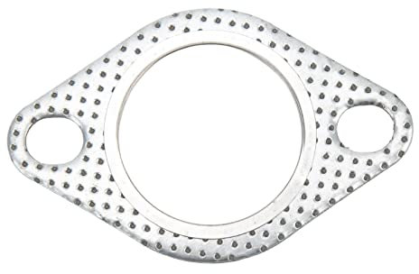 Exhaust Pipe Flange Gasket,1.75in Exhaust Pipe Flange Gasket 2 Bolts Perforated Steel Universal for Turbo Elbows Down Pipes