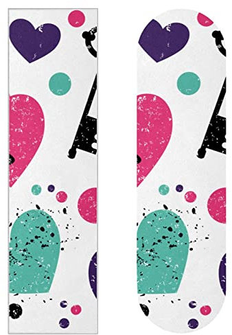 Love Lock and Key Muster 2 Stück Skateboard Griffband Bogen Schleifpapier Longboard Aufkleber Roller Deck Sandpapier