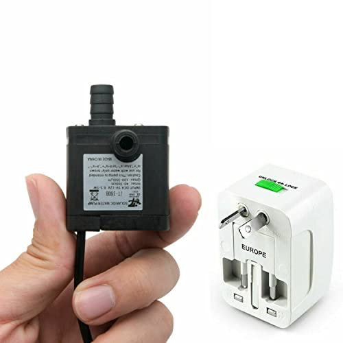 TOTMOX 350L/H Mini bomba USB, bomba de agua sumergible IP68 para acuario, fuente de peces, casa de jardín, agua hidropónica, 35 dB de bajo ruido, panel solar, fuente de alimentación CC