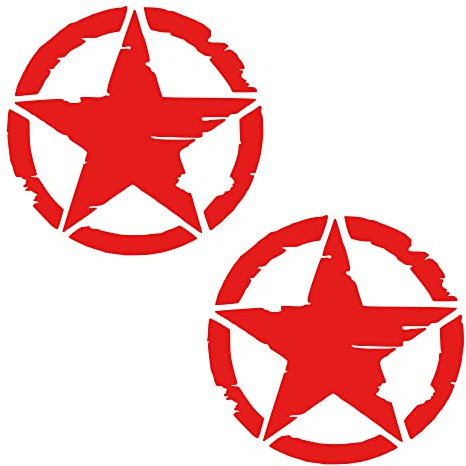 RP GRAFICA Set 2 Adesivi Stella Militare Distrutta US Army Varie Dimensioni 4x4 off Road 10 cm 15 cm 20 cm 25 cm per Auto (Rosso, 10 cm)