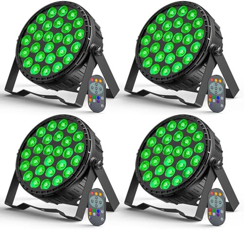 DELIBANG 4PCS 216W LED Par Strahler, 27 x 8W RGBW LED Par Scheinwerfer Bühnenlicht DMX512 Discolicht Partylicht für Party, Bar, Weihnachten, Halloween, Hochzeit