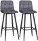 HOMCOM 2er-Set Barhocker, Bistrohocker mit Fußstütze, Barstuhl, Samt-Bezug, Küchenstuhl, Tresenhocker-Set mit Stahlbeinen für Wohnzimmer, Esszimmer, Grau, 42 x 47 x 105 cm