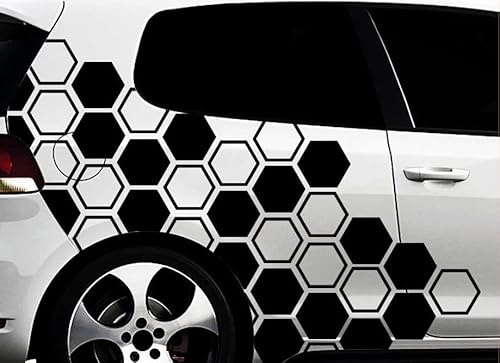 Generisch Sticker Hexagon Pixel Cyber Camouflage Waben Wabenmuster XL Set Auto Aufkleber Sticker Tuning Wandtattoox Tuning Sechseck