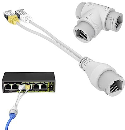 Peosevi Répartiteur Ethernet POE | Câble Adaptateur d'alimentation Passif Câble répartiteur Ethernet POE - Alimentation Passive Ethernet 2 en 1 sur Ethernet pour 2 appareils réseau et
