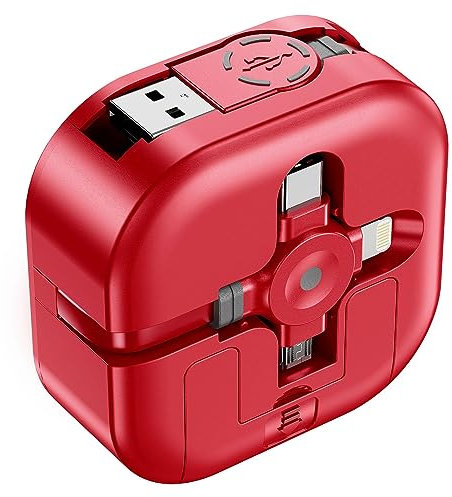Câble de Charge Multi,Câble Multi Charge 3 en 1 de 1,2m,Câble USB Rétractable,Charge Rapide,Transfert de Données Port avec Lightning/Type-C/Micro-USB pour Téléphone Portable,iPhone,Galaxy,PS,Tablette
