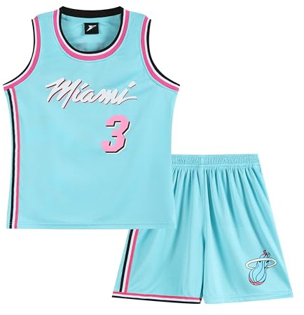 Huniam Maillots De Basketball Débardeur Actif et Ensemble Court pour Garçons, Tenue Basket Enfant, Gilet + Shorts (Bleu, 3-4 Ans)