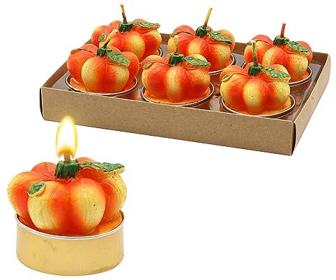 Dekohelden24 Teelicht - Kerze als Kürbis als 6er Set, Maße je Kürbis 4 x 4 x 4 cm