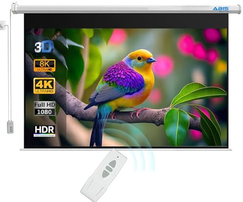 ABIS 84 Electric Motorised Projector Screen | Native 16:9 Aspect Ratio Resolution FHD, 2K to 8K | Perfect for Meeting, School, Home, Theatre, Cinema Indoor