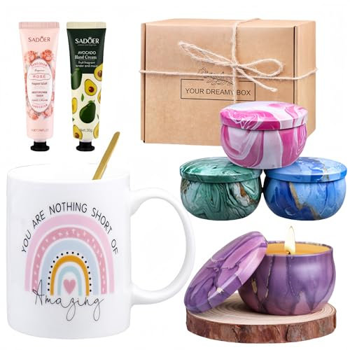 Duftkerzen Geschenkset für Frauen, Lustige Freundinnen Geburtstag Geschenkset, Kaffeetasse, Duftkerze, Handcreme,Geburtstagsgeschenk für Freundin, Mutter, Schwester, Ehefrau