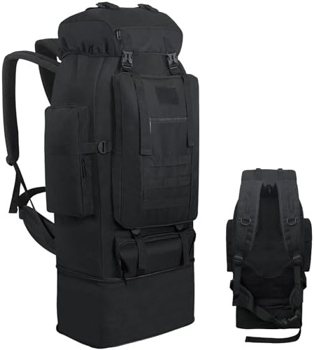 Ogetok 100L Camping-Wanderrucksack, Großer Survival-Jagdrucksack Herren, wasserdichter taktischer Rucksack für Herren und Damen, leichter Molle-Militärrucksack für Outdoor-Reisen, Schwarz