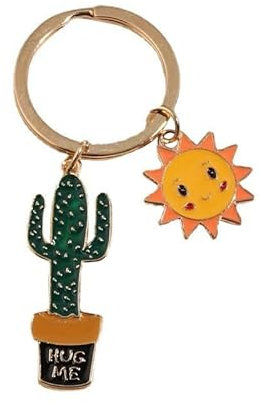 SMED Llaveros Originales2 Piezas De Cactus Sol Combinación Colgante Llavero Pareja Llavero Bolsa Colgante