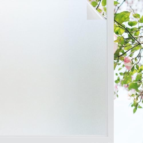 Linarun Window Film Privacy Frosted Window Film Privacy Film for Glass Windows Anti UV Opaque Sun Blocking Glass Film for Windows Privacy for Bathroom Office, No Glue, Static Cling 30x200