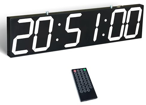 CHKOSDA 27'' Doppelseitige Digitale Wanduhr, Multifunktionsuhr mit Timer, Temperatur- und Datumsanzeige, großes Display für Flure, Bahnhöfe und Krankenhäuser(weiß)