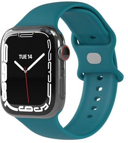 EAZY CASE Sport Armband für Apple Watch 38mm / 40mm / 41mm / 42mm verstellbares Silikon Ersatzarmband Sport Loop Band für Apple Watch Serie 11 10 9 8 7 6 5 4 3 2 1 SE für Damen Herren Petrol