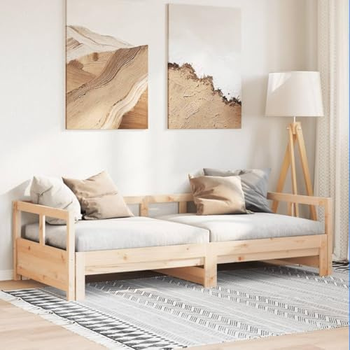 vidaXL Tagesbett, Gästebett mit Lattenrost Beine, Holzbett für Schlafzimmer Wohnzimmer, Bett Ausziehbett, 90x200cm Massivholz Kiefer