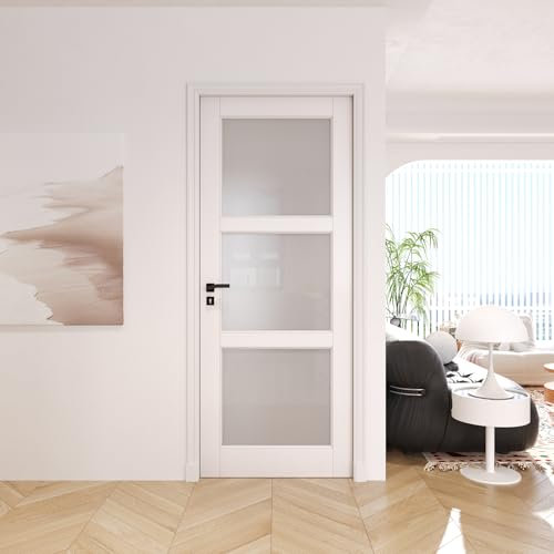 91,4 x 203,2 cm Plattentür, 3 Paneele, vormontierte Milchglas-Innenplatte, massiver Kern und vorgefertigte Einzelplatte für Speisekammer, Schlafzimmer, Schrank als Tasche, Bifold, Scheunentür-Shaker