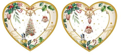 Fade Set 2 vassoi di natale a cuore in porcellana Alya 16x18 cm