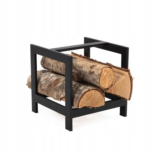 Kapaga - Kaminholzregal aus Metall, Schwarz 25x25x25 cm, GESCHWEIßT - ohne Verschraubung, ohne Montage Brennholzregal, Kaminholzhalter, Feuerholzregal, Kaminholzständer, Brennholz