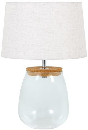 Riess Ambiente Befüllbare Tischlampe Classico - 60cm - weiß transparent - Glas mit Leinenschirm
