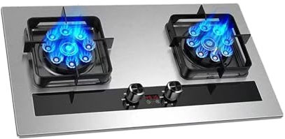 Cuisinière À Gaz, Table De Cuisson À Gaz De Bureau Et Double Brûleur Intégrée NG/LPG, Table De Cuisson À Gaz Portable Avec Protection Contre Les Flammes 5,2 KW, Cuisinière À Gaz For Camping En Plein(L