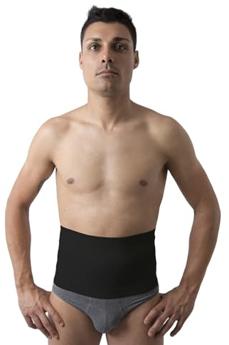 Beman 555 – Merinowoll‑ und Baumwoll‑Bauchband, elastischer Rücken‑ und Bauchgurt, wärmespendende Bauchstütze, hypoallergen, H.22 cm (Schwarz, 6)