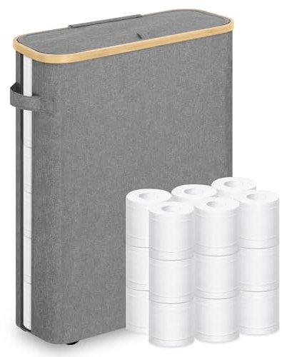 45L Groß Toilettenpapier Aufbewahrung Korb Fasst 15 bis 20 Papierrollen mit Deckel und Griff, wasserdichter klopapier aufbewahrung, Badezimmer Organizer, Toilettenpapier Aufbewahrungsbehälter