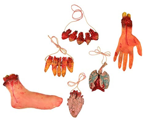 Generisch 6 Stück Knifflige Spielzeuge Halloween Kettensäge Halloween Hand Requisite Halloween Gruselige Realistische Gefälschte Hand Halloween Körperteile Requisiten