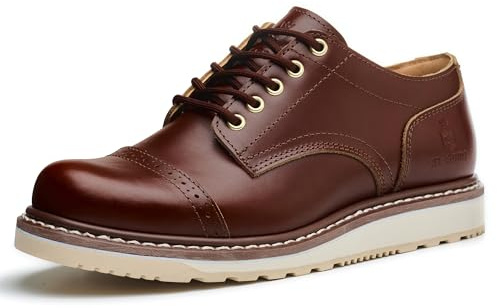 SL-Saint Botas de Moda de Copa Baja para Hombre Hechas a Mano Zapatos de Cuero de Vaca Genuino de Moda con Cordones (Suave Marrón, Adulto, Hombre, 45.5, Números, Sistema Tallas Calzado EU, Mediano)