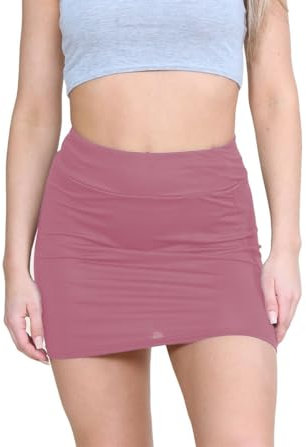L S U Mini jupe crayon pour femme - Taille haute et élastique - Jupe moulante unie - Extensible, ajustée et polyvalente pour le travail ou les tenues décontractées, rose, L-XL