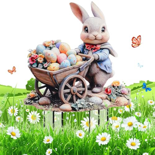 xinrongda Osterdeko Outdoor, Gartenstecker Osterhasen Ostern Deko, Frühlingsdeko Draußen, Gartenstecker Frühling Osterdeko Outdoor, Acryl Ostern Hase Garten Stecker für Draußen und Drinnen Gartendeko