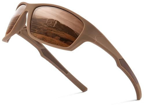 suoso Sportbrille-Herren-Damen-Sport Sonnenbrille-Polarisierte-UV400 Schutz-Sunglasses-Men-Women-Sonnenbrille Schwarz-Fahrradbrille-Rennrad brille,5-dunkelbraun