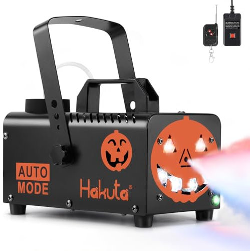 Hakuta Nebelmaschine, Rauchmaschine mit 6 farbigen LED-Lichtern, automatische Nebelmaschine 2300 CFM Sprühfunktion mit Automatik-Sprühfunktion, ideal für Halloween, Weihnachten, Hochzeiten, Bühnenshow