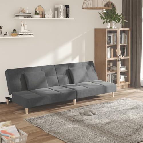 Fasba Schlafsofa 2-Sitzer Hellgrau Samt, Sofa mit verstellbaren Rückenlehnen, Couch für Wohnzimmer, Schlafcouch, Bettsofa, Sofabett/ 375792