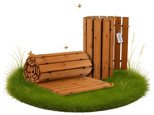 Bituxx Rollweg Holz Holzweg Gartenweg Gehweg Trittplatten Gartentritte Zedernholz ausrollbar 250x75cm