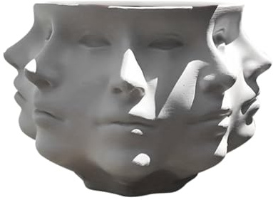 Nudiuhis Abstract Style Flowerpot Vase Mould Multi-Faceted Human Face Flower Pot White