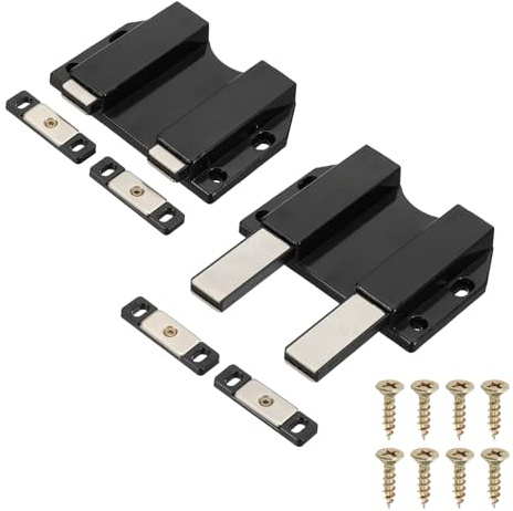 PATIKIL 2 Pcs Magnetic Push Latch, 4.53 x 3.94 Big Double Push to Open Door Touch Latches Cabinet Push Release Press Out Catches for Hidden Kitchen Wardrobe Closure Drawer, Black