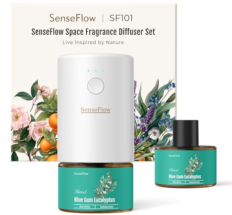 SenseFlow Ätherische Öle für Diffuser 30 ml mit Gratis Diffusor, 100% Pure Duftöle, Ätherisches Aromatherapieöl, Luft Aroma Öle, Entspannen - Blue Gum Eucalyptus