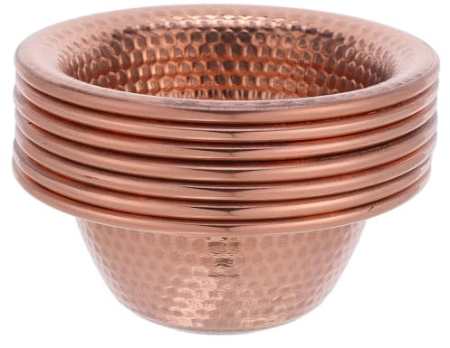 Sewroro Ensemble de 7 Bols Traditionnels Indiens Martelés en Métal Doré Bols de Service pour Riz Curry Nouilles et Légumes Vaisselle Résistante à la Chaleur Compatible