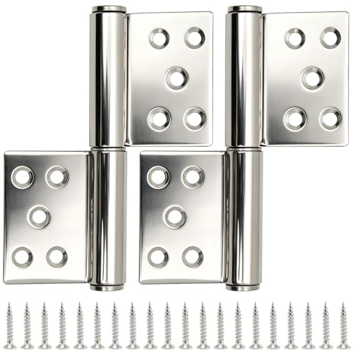 2 Pezzi Cerniere per Porta, Cerniere Staccabili a Bandiera in Acciaio Inox da 132mm/5,2 Pollici, Cerniere a Giunto Scorrevole con Rotazione a 360 Gradi per Porte Interne ed Esterne, con 20 Pezzi Viti