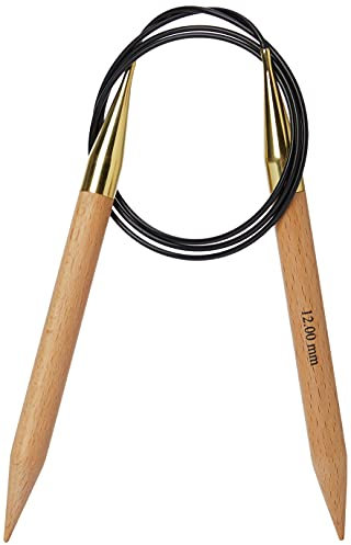 KnitPro K35348 Rundstricknadel, Birkenholz, Beige, 100 cm x 12 mm