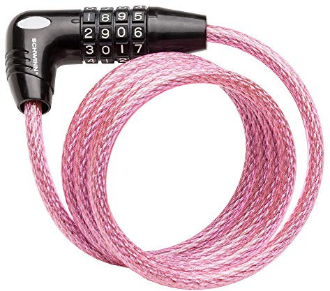 Schwinn Diebstahlsicherung Fahrradschloss, Sicherheitsstufe 1, Zahlenschloss, 152 cm, Pink