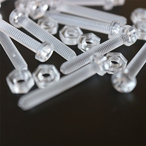20er-Paket durchsichtige, klare M3 x 20mm Bolzen & Muttern mit Linsenkopf und Kreuzschlitz – Schrauben aus Plastik, Acryl, Kunststoff