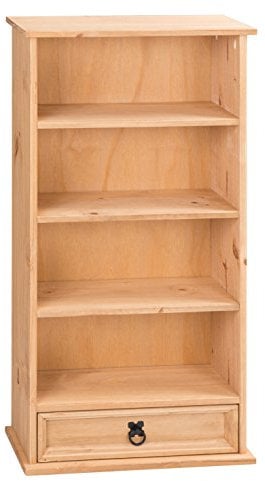 Corona DVD Storage Unit 1 Drawer Bookcase Living Room Media Rack Solid Pine
