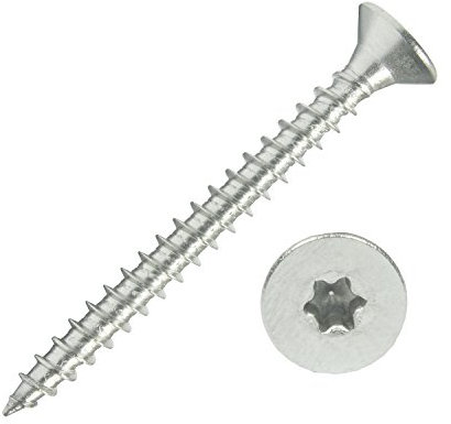 100 Stück Edelstahl-Schrauben 6x60 mm Vollgewinde Torx - Spanplattenschrauben mit Senkkopf - Holzschrauben/Holzbauschrauben - Werkstoff A2 VA V2A - Edelstahlschrauben/Universalschrauben TX25