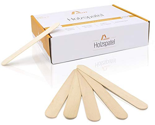 Amazy Holzspatel (200 Stück) – Naturbelassene Holzstäbchen ideal für EIS am Stiel, Waxing und Basteln (Groß | 150 x 18 mm)