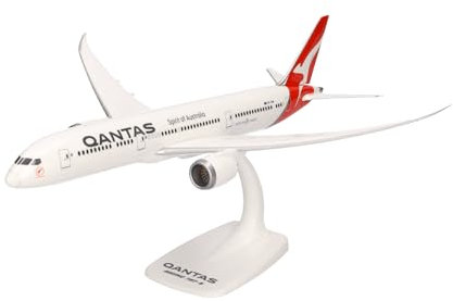 herpa modello di aereo Boeing 787-9 Dreamliner - Qantas in scala 1:200 - Snap-Fit, pezzo da collezione, miniatura deco, statuetta con supporto in plastica