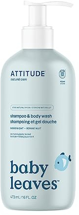 ATTITUDE Baby Leaves Hypoallergenic 2 in 1 Shampoo & Body Wash, Almond Milk, 16 Fluid Ounce