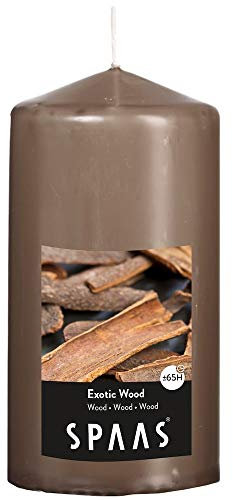 Spaas Candela cilindrica profumata 80, 65 Ore-Legno Esotico, Cera di paraffina, Tortora, D 80 mm x H 150 mm, 560 unità