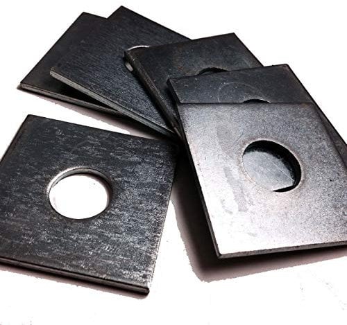Pack of 10, M20 x 50 x 50 x 3mm - Square Plate/Round Hole Washers Zinc BZP